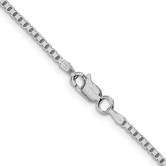1.75mm Rhodium-Plated Sterling Silver Solid Box Chain Necklace, 20 In - Picture 2 of 5